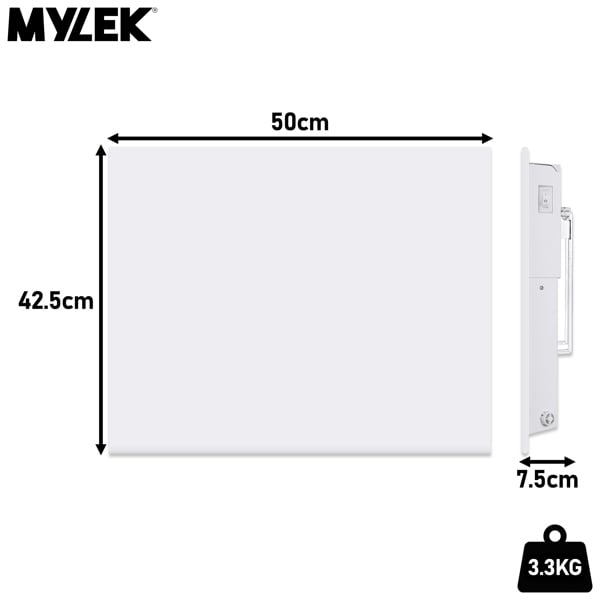 MYLEK Panel Space Heater White 1KW Eco, Smart and WiFi App Slimline Low Energy - Wall Mounted, Bathroom IPX4