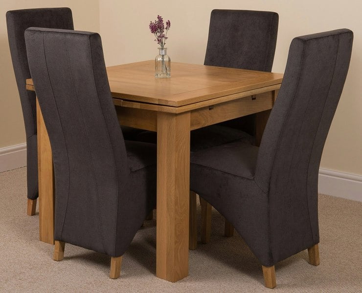 That's Furniture Richmond Small Extending Oak Dining Set with Lola Fabric Chairs