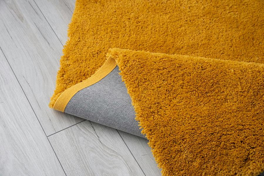 A.Unique Home Rome Shaggy Rug - 2.5cm Low Pile 1050GSM- Mustard - 110x150cm