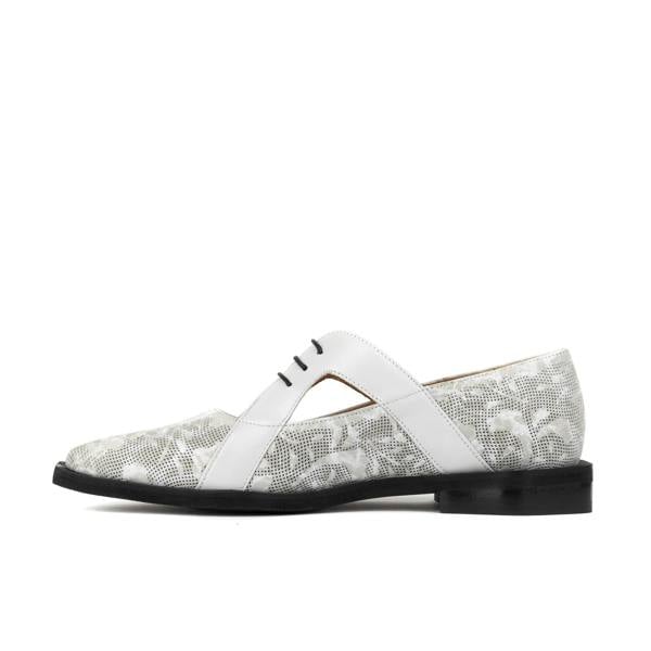 Embassy London Harlowe - Grey - Women's cutout leather lace up shoe