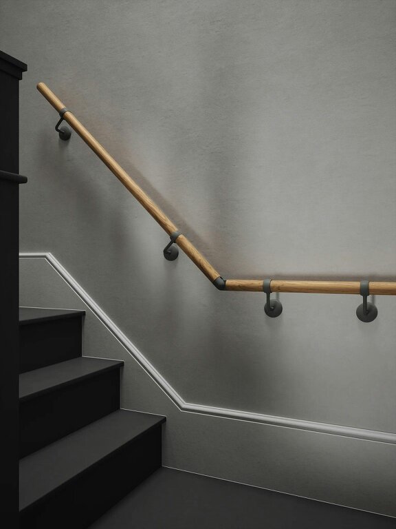 Handrails Direct Packwood Light Oak Quarter Landing Handrail