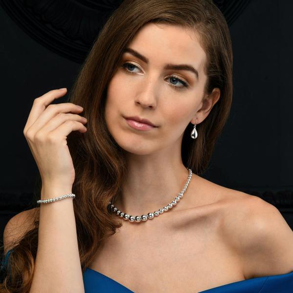 namana 925 Sterling Silver Beaded Ball Necklace