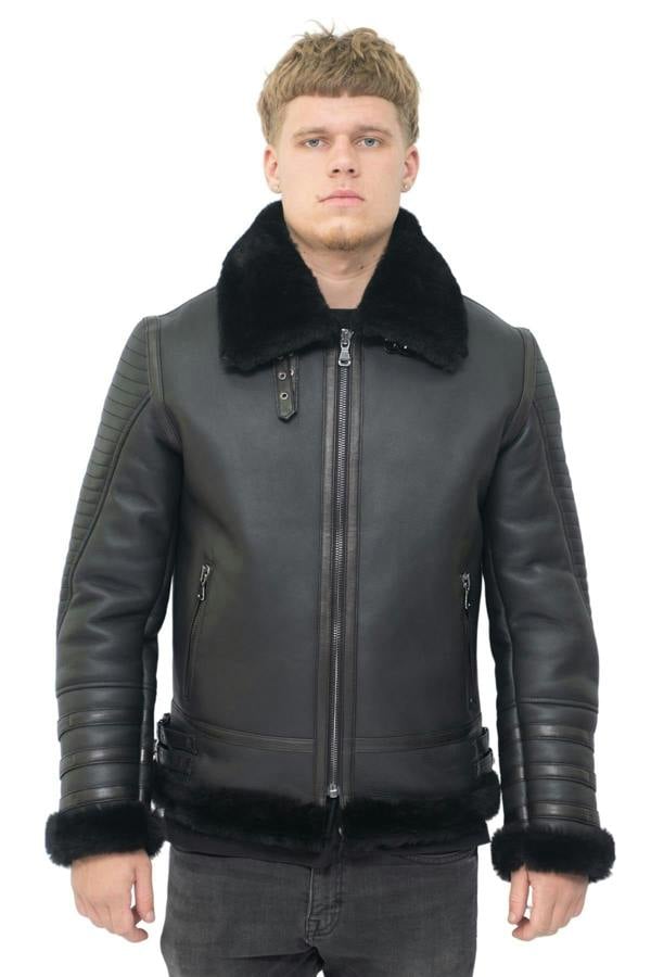 Infinity Leather Mens Retro Sheepskin Bomber Jacket-Asheville