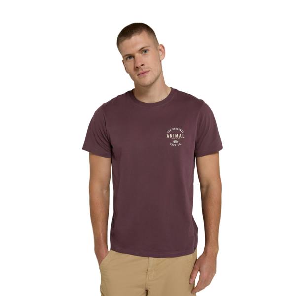 Animal Mens Jacob Organic T-Shirt - Burgundy - 