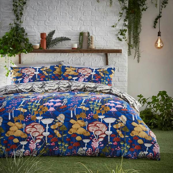Furn Amanita Mushroom Duvet Cover Set - Cobalt Blue - 