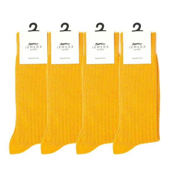 Jemsox 4 Pack - Premium Fine Ribbed Men’s Wedding & Formal Socks – Warm Ochre