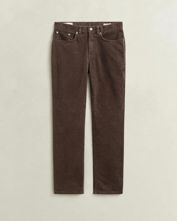 GANT Mens Regular Fit Cord Jeans - 217 Black Brown | CHO | Designer Mens Corduroy Jeans