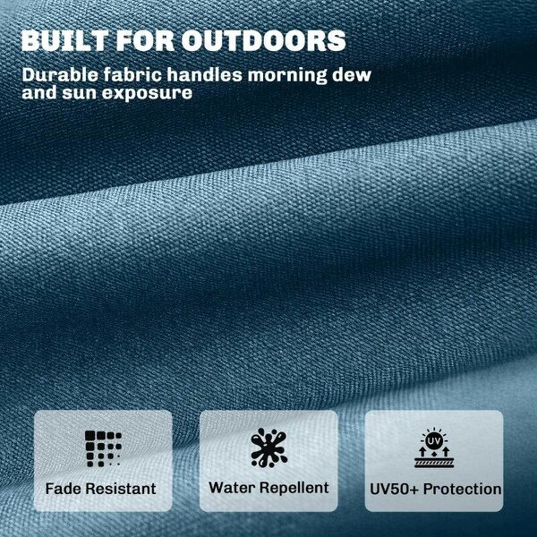 Sun Lounger Cushion, Memory Foam Patio Chair Cushion with Ties, Outdoor Seat Pad Fits 190 x 60 cm Lounger, Blue