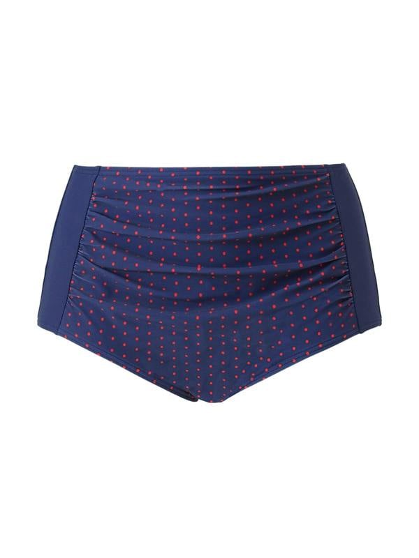 Navy & Red Polka Dot High Waist Bikini Brief