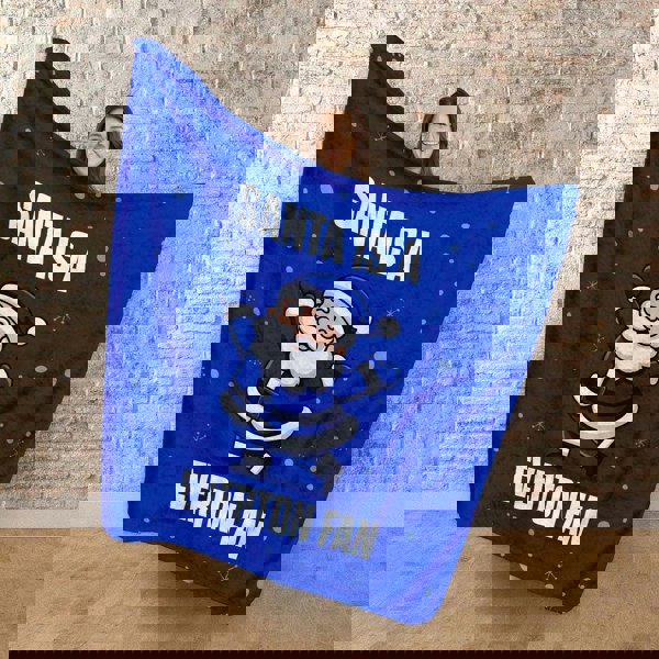 BritishmadeGifts Santa is a Everton Football Fan - Luxury Fleece Blanket 150cm X 150cm