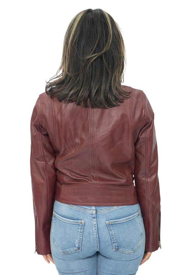 Infinity Leather Womens Leather Classic Biker Brando Jacket-Baku