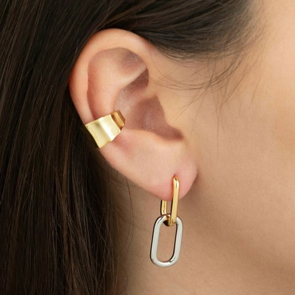 Gold Trip Two Tone Convertible Oval Hoop Earrings