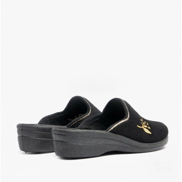 Jo & Joe HELEN Womens Wedge Heel Mule Slippers Black