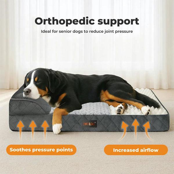 Skylos Orthopedic Pet Bed Dog Memory Foam Cushion Calming Mat Washable Large