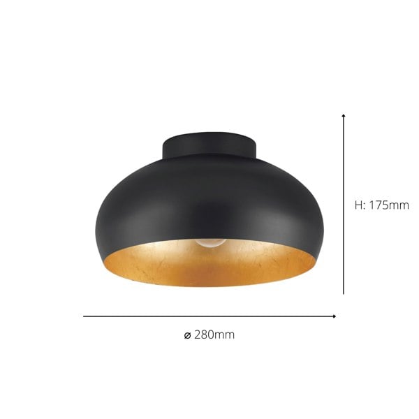 EGLO Mogano 2 Ø 28cm Black/Gold Ceiling Light