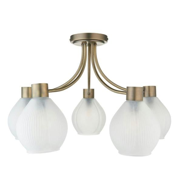 Pagazzi Lighting Hamilton 5 Light Antique Brass Semi Flush Ceiling Light