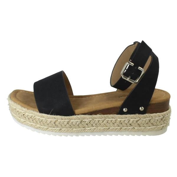 Savannah Ladies Savannah Buckle Fastening Ankle Strap Wedge Sandals F12095