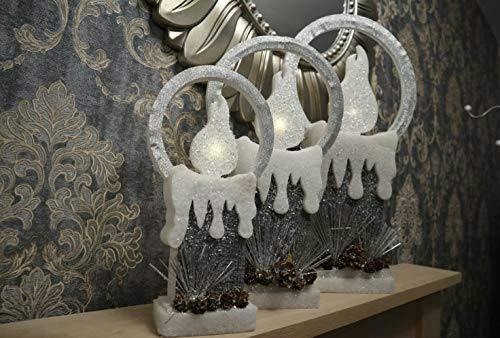 41cm Grey Candle Christmas Lantern with Warm LED Light, Battery Powered Indoor Decoration image 5