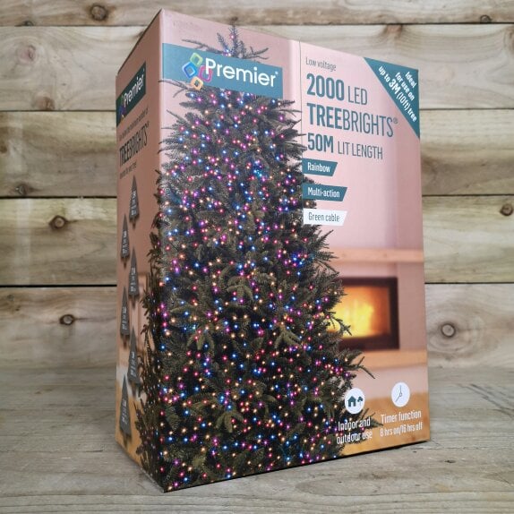 Samuel Alexander 2000 LED 50m Indoor Outdoor Christmas Multi Function Mains Operated String Lights with Timer in Rainbow