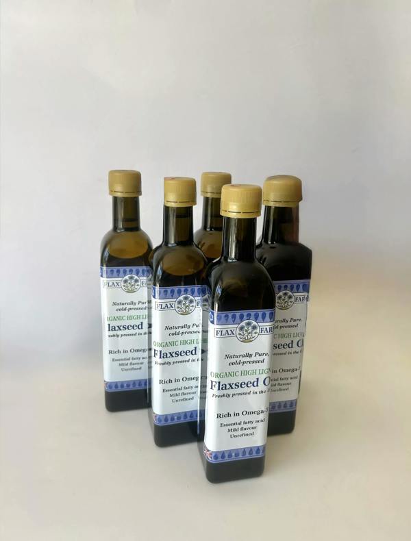 cold pressed organic high lignan flaxseed oil 6 x 500ml