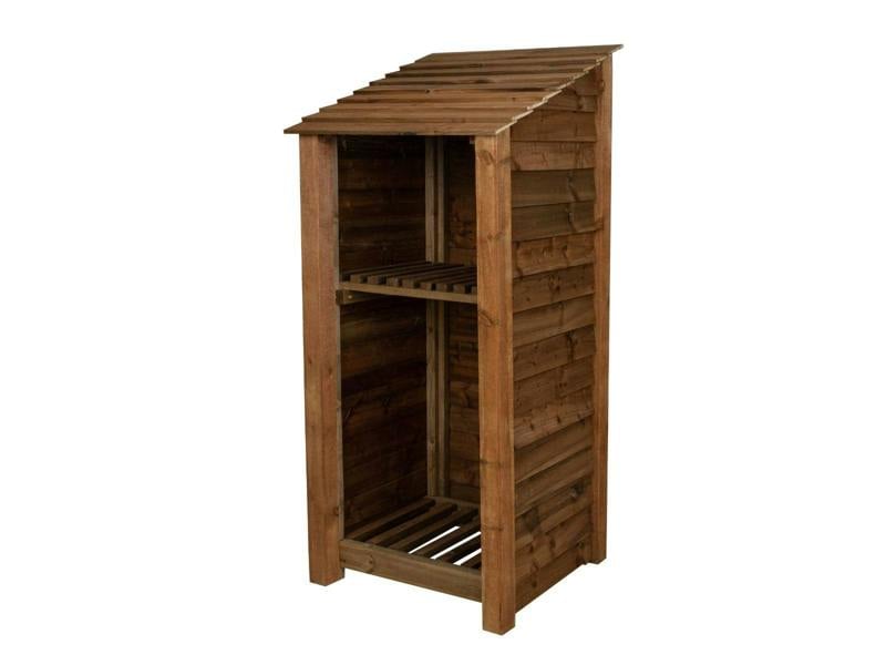 Arbor Garden Solutions Wooden Log Store with Shelf W-79cm, H-126cm or 180cm, D-88cm - Brown Finish