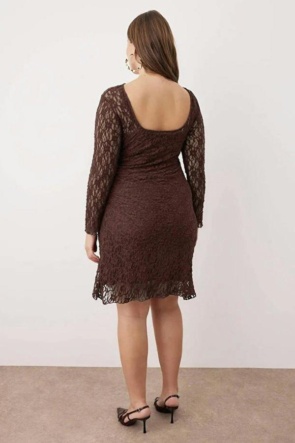 WOVCOR Lace Knit Mini Plus Size Dress