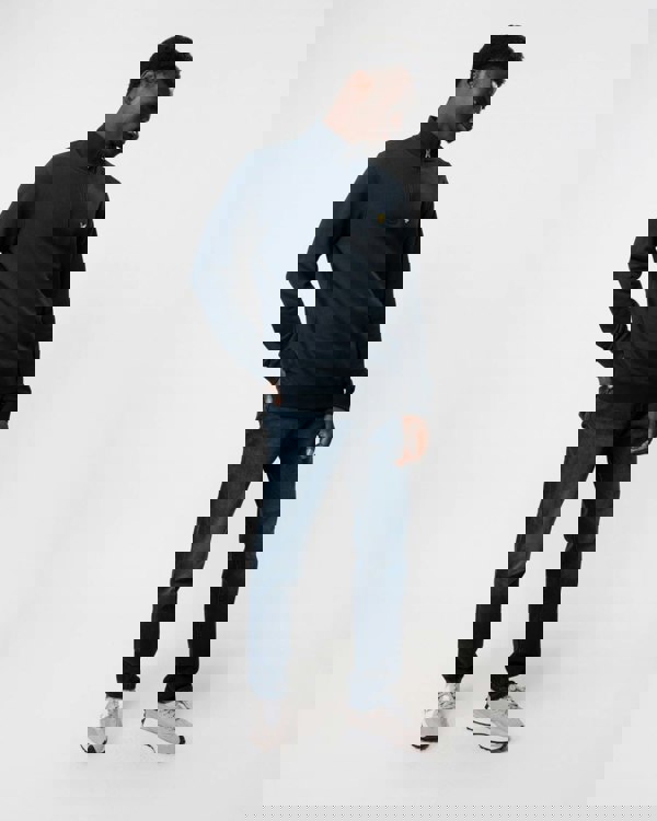 Lyle & Scott Mens Embroidered Quarter Zip Sweatshirt - Z271 Dark Navy