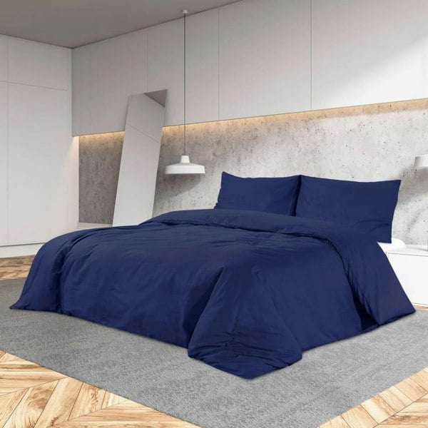 Berkfield Duvet Cover Set Navy Blue 200x200 cm Cotton