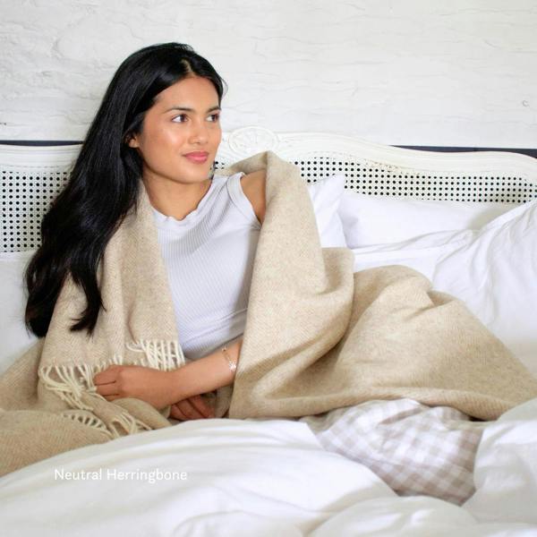 British Lambswool Blanket neutral beige 