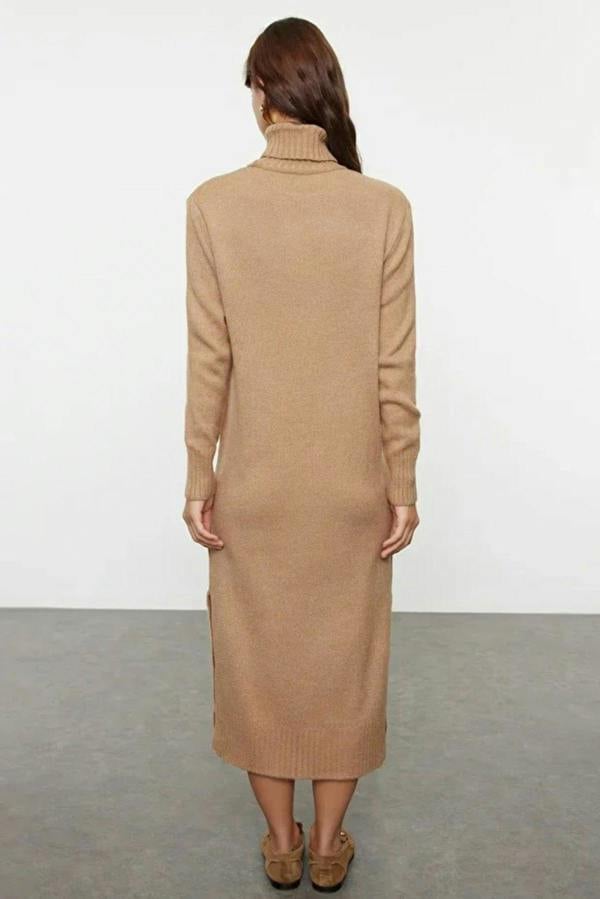 WOVCOR Midi Wide Cut Soft Texture Knit Dress