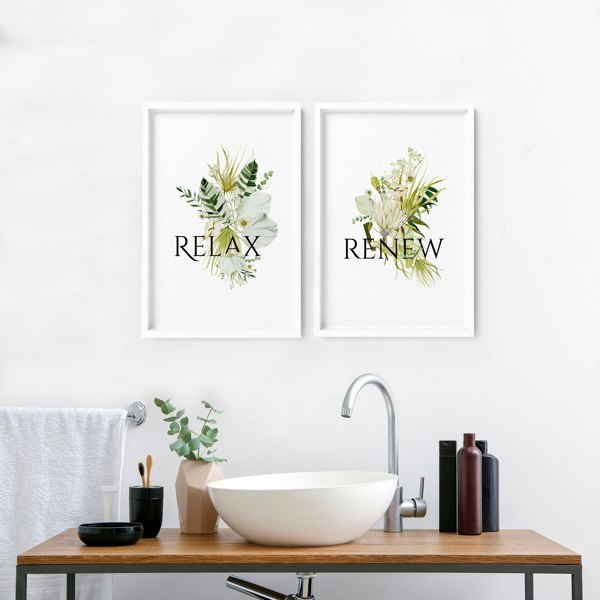 Framed bathroom wall art | Set of 2 unique wall art