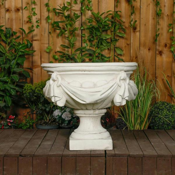 Large White/cream Draped Georgian Style Vase Planter Urn 