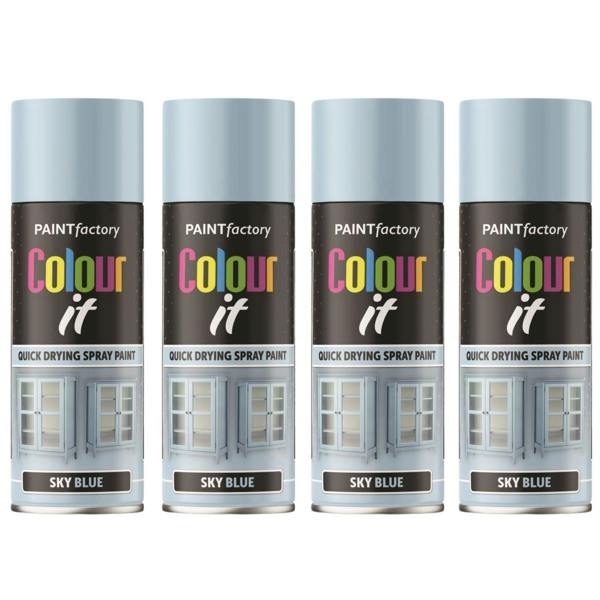 Paint Factory 4X  Sky Blue Gloss Spray Paint 400ml