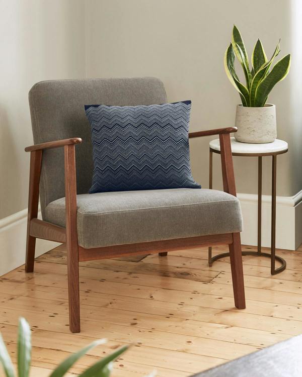 Serran London ZigZag Dark Navy and Space Grey Cushion