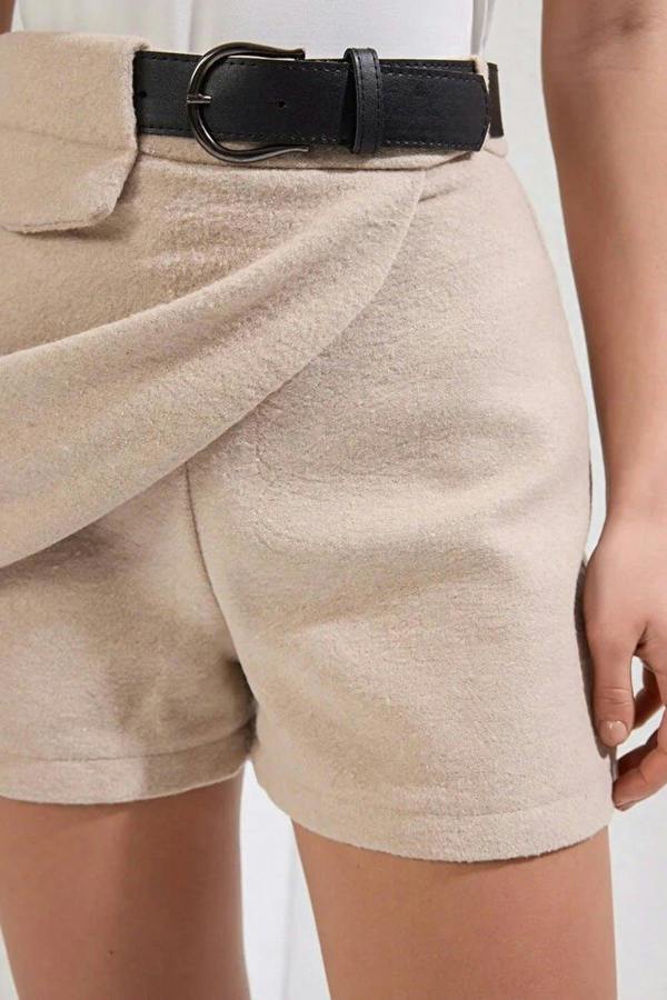 WOVCOR Woven Short Skirt with Belt Detail