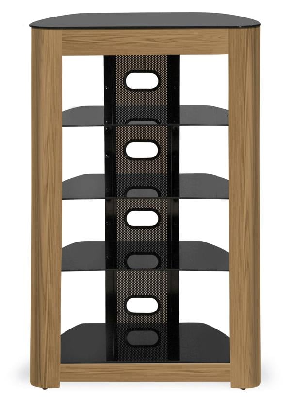Homeology ZINNIA Black with Oak Fascia 5-Shelf Entertainment Unit Media Stand Audio Rack