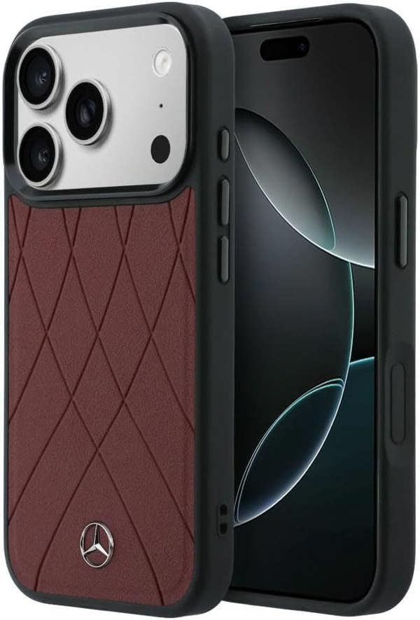 Mercedes Benz Crossed Lines Leather Case with MagSafe for iPhone 17 Pro Max 6.9" Red - MEHMP17X25PSECLR
