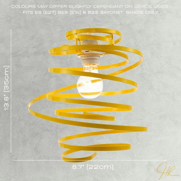 Designer Yellow Gloss Metal Double Ribbon Spiral Swirl Pendant Shade Image 6