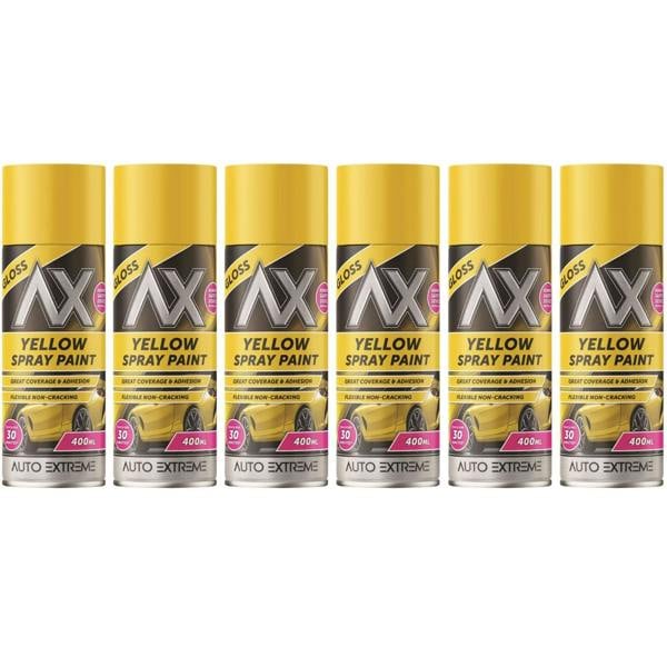 Auto Extreme 6X Auto Extreme Yellow Gloss Spray Paint 400ml