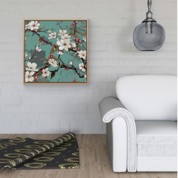 Warren Reed Pink Blossom Asian Design Framed Canvas