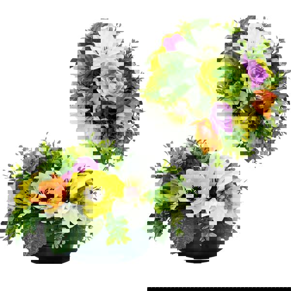 Memorials Direct Premium Artificial Grave Flowers – 24cm Green Dahlia With Camellia & Anemone | Weighted Pot