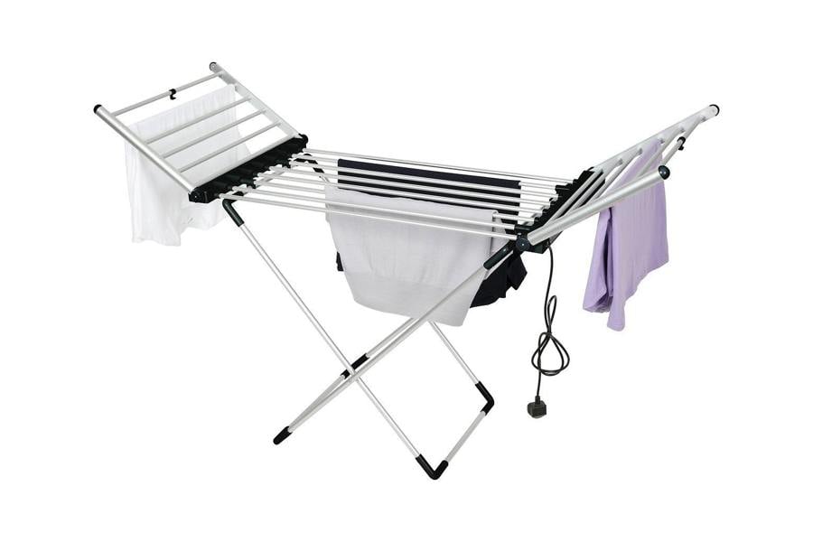 Groundlevel Extra Large 20 Bar Heated Electric Winged Clothes Airer with Timer