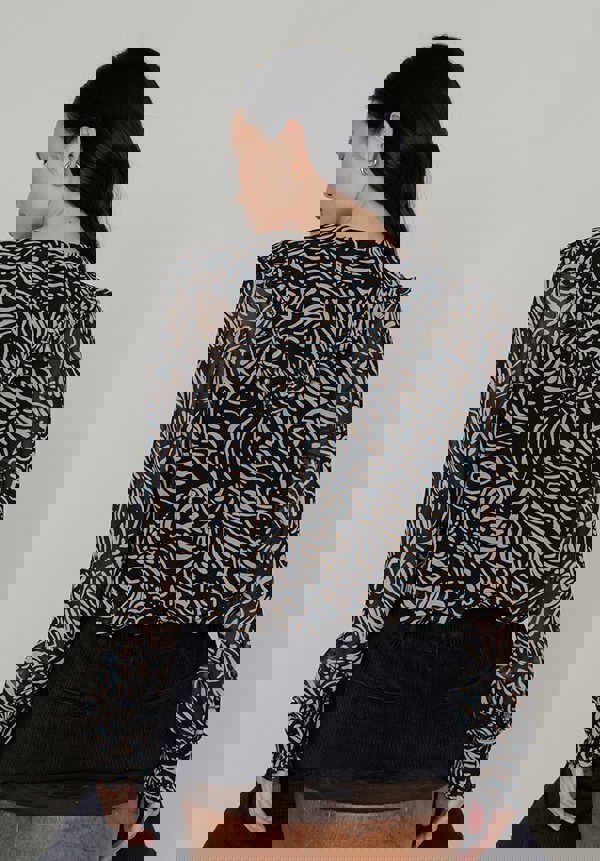 Julie Hidden Zebra Blouse in Black