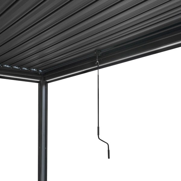 Monstershop Anthracite Aluminium Pergola With White Blinds & LED Lights - 3m x 4m