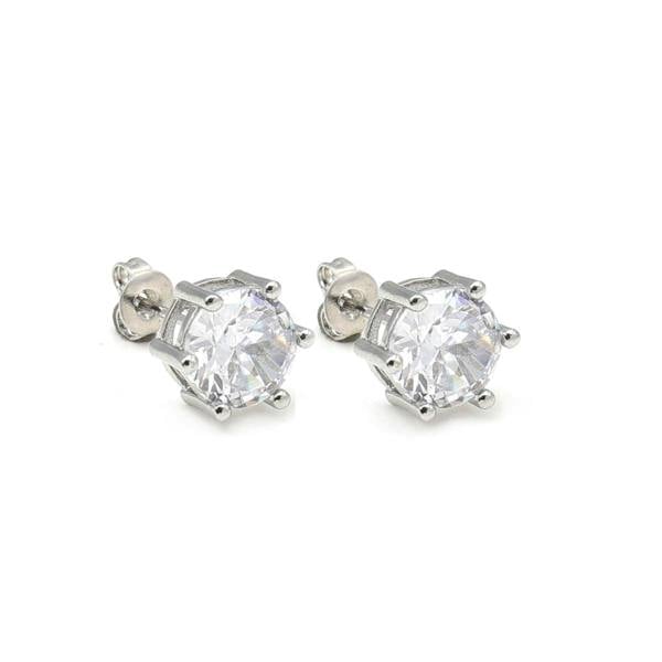 Say It With Six Claw Round Cut Large Earrings - Silver