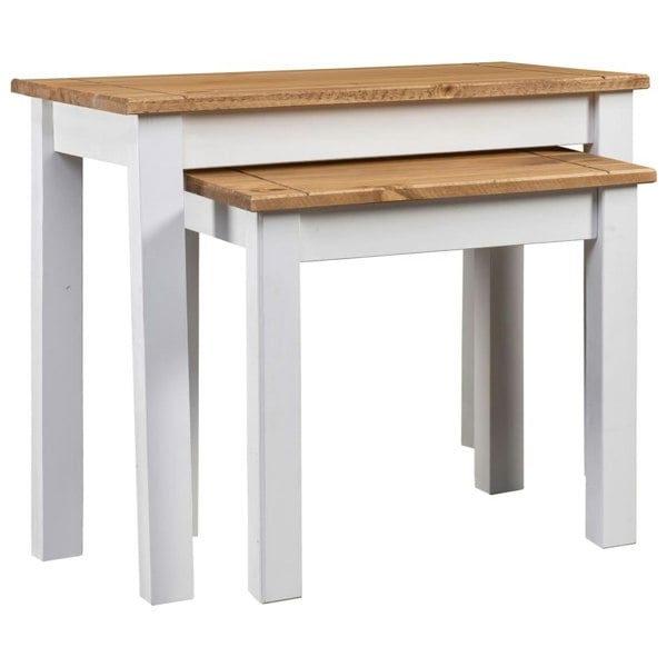 Berkfield Nesting Tables 2 pcs White Solid Pine Wood Panama Range