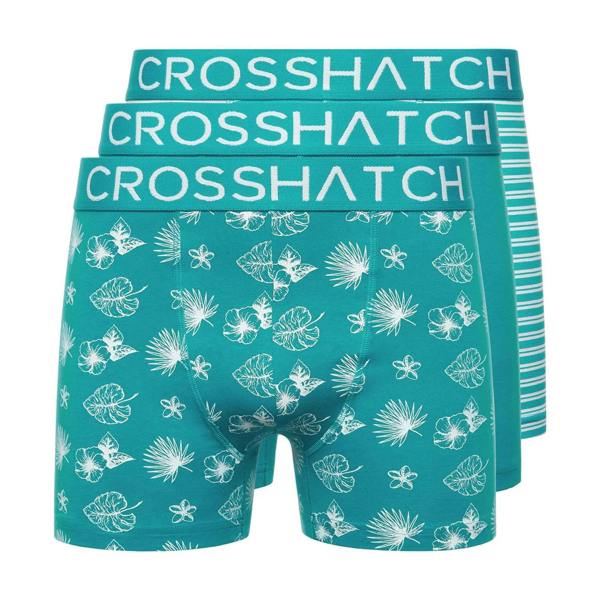 Crosshatch Mens Hovland Boxer Shorts (Pack of 3) - Tropical Green - 