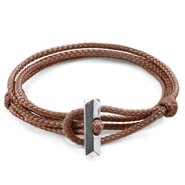 Anchor & Crew Copper Pink Oxford Silver and Rope Bracelet