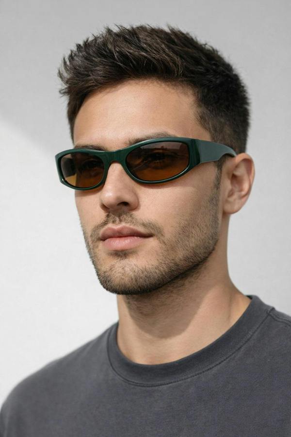 SVNX Racer Wrap Around Sunglasses In Dark Green