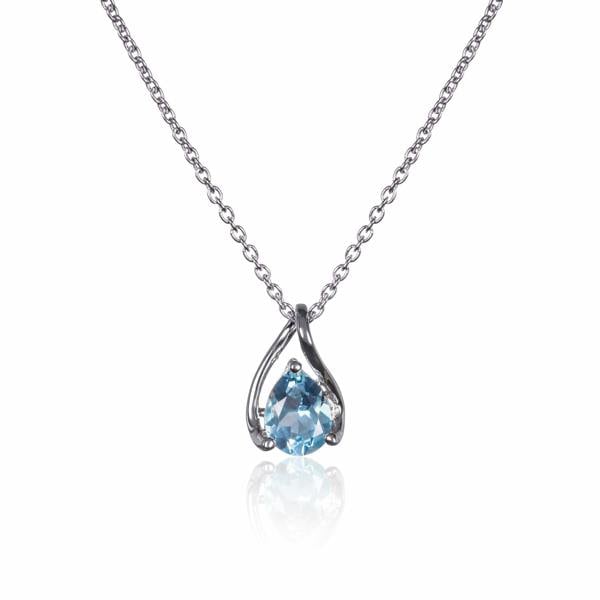 925 Sterling Silver Blue Topaz Gemstone Pendant Necklace - namana.london